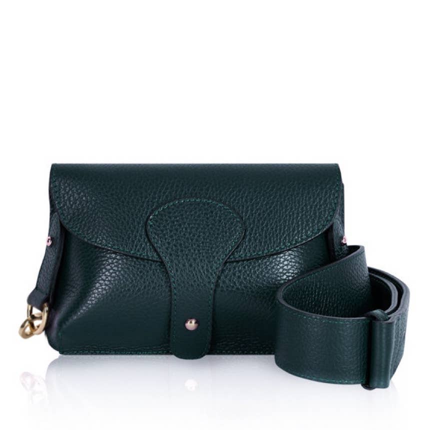 Italian Leather Saddle Bag -Medium: Black