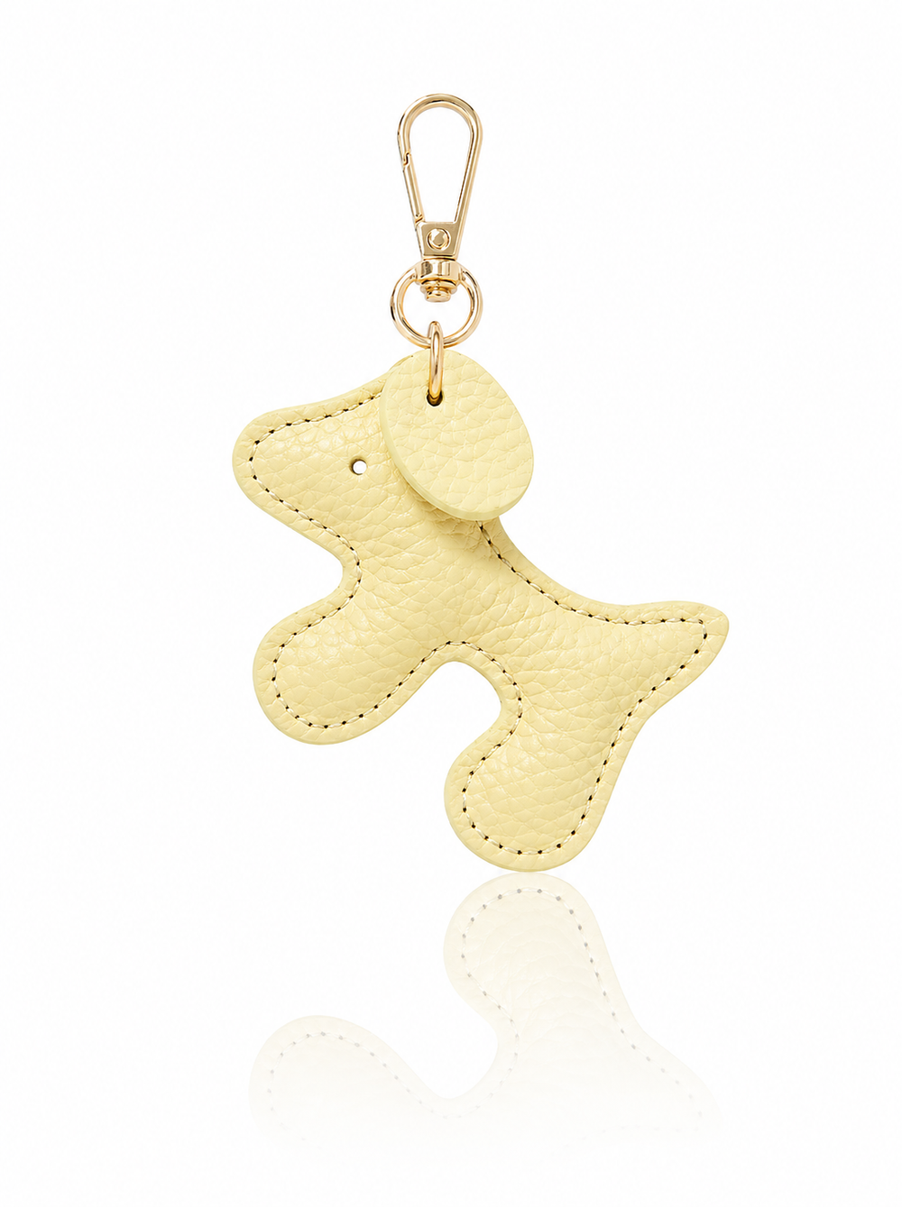 Leather Dog Shaped Keyring Bag Charm - Butter Yellow