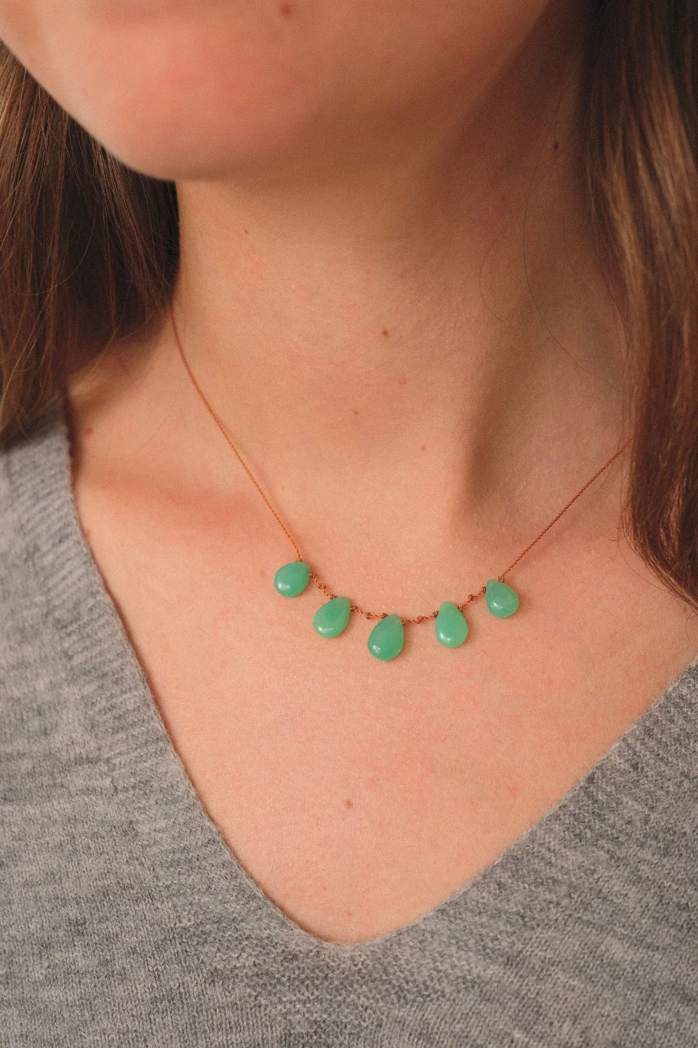 5 Drop Necklace · Chrysoprase