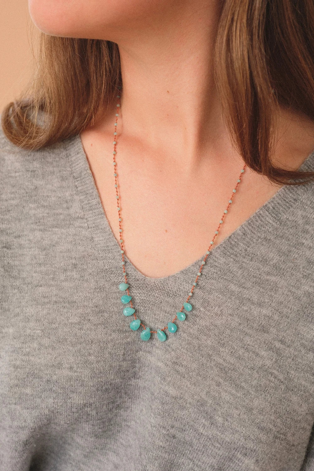 9 Drop Necklace · Amazonite