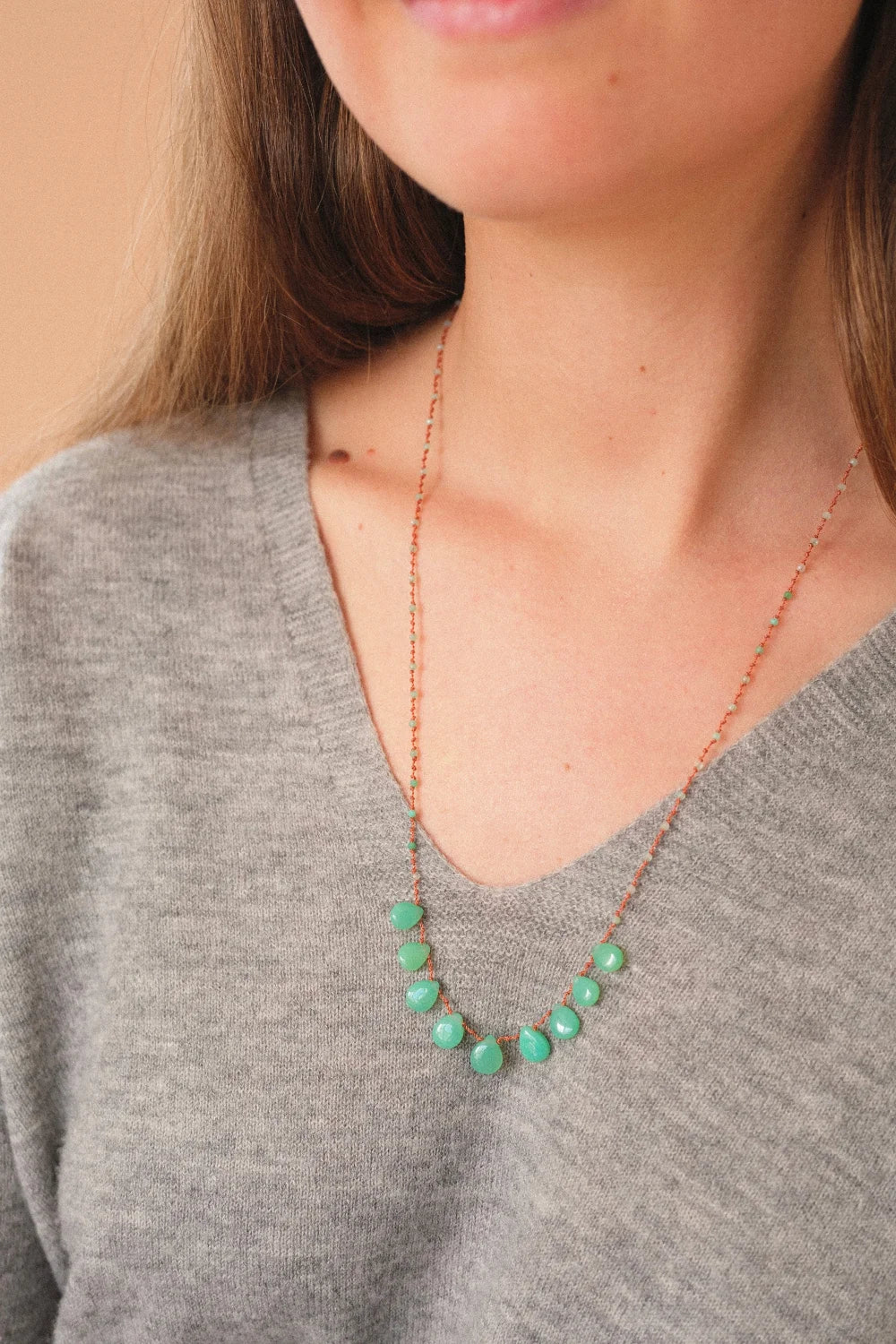 9 Drop Necklace · Chrysoprase