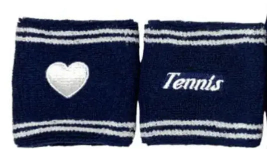 Tennis Wristband Set - White & Navy