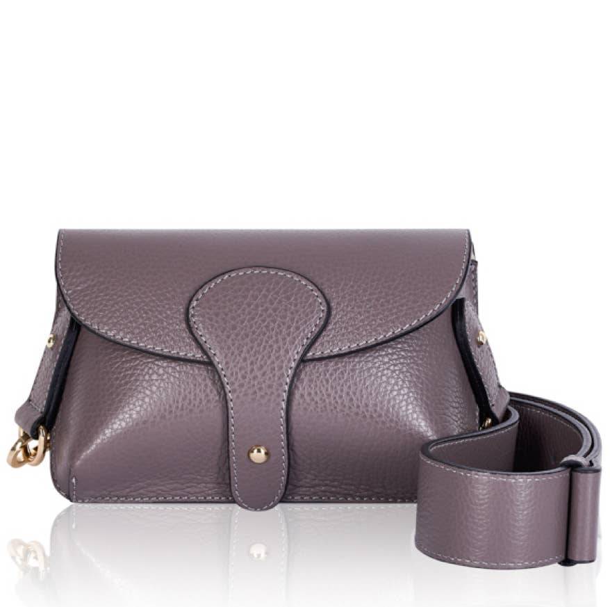 Italian Leather Saddle Bag -Medium: Black