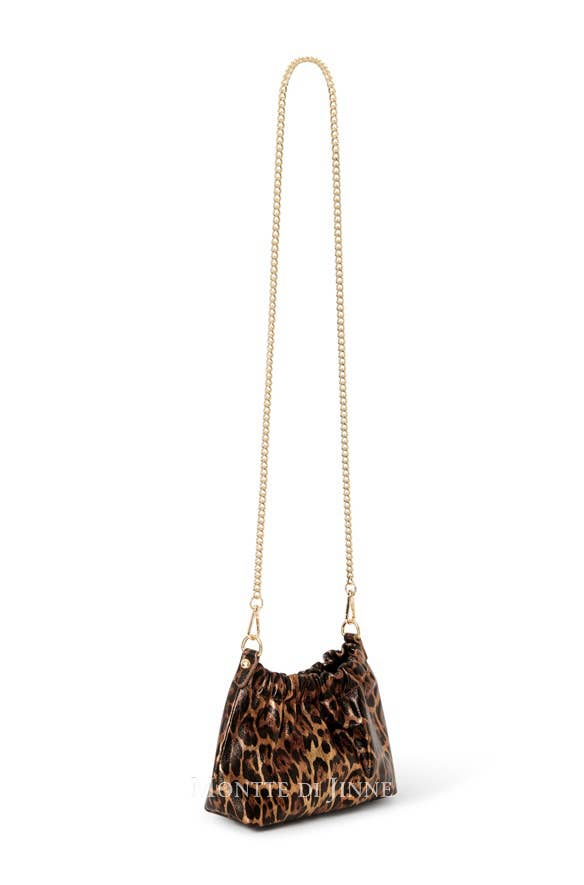 Italian Leather Leopard Print Crossbody Bag: Golden Leopard