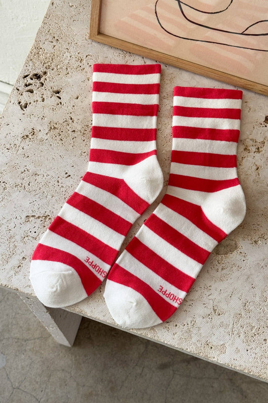 Wide Wally Socks - Wide/ Red Stripe