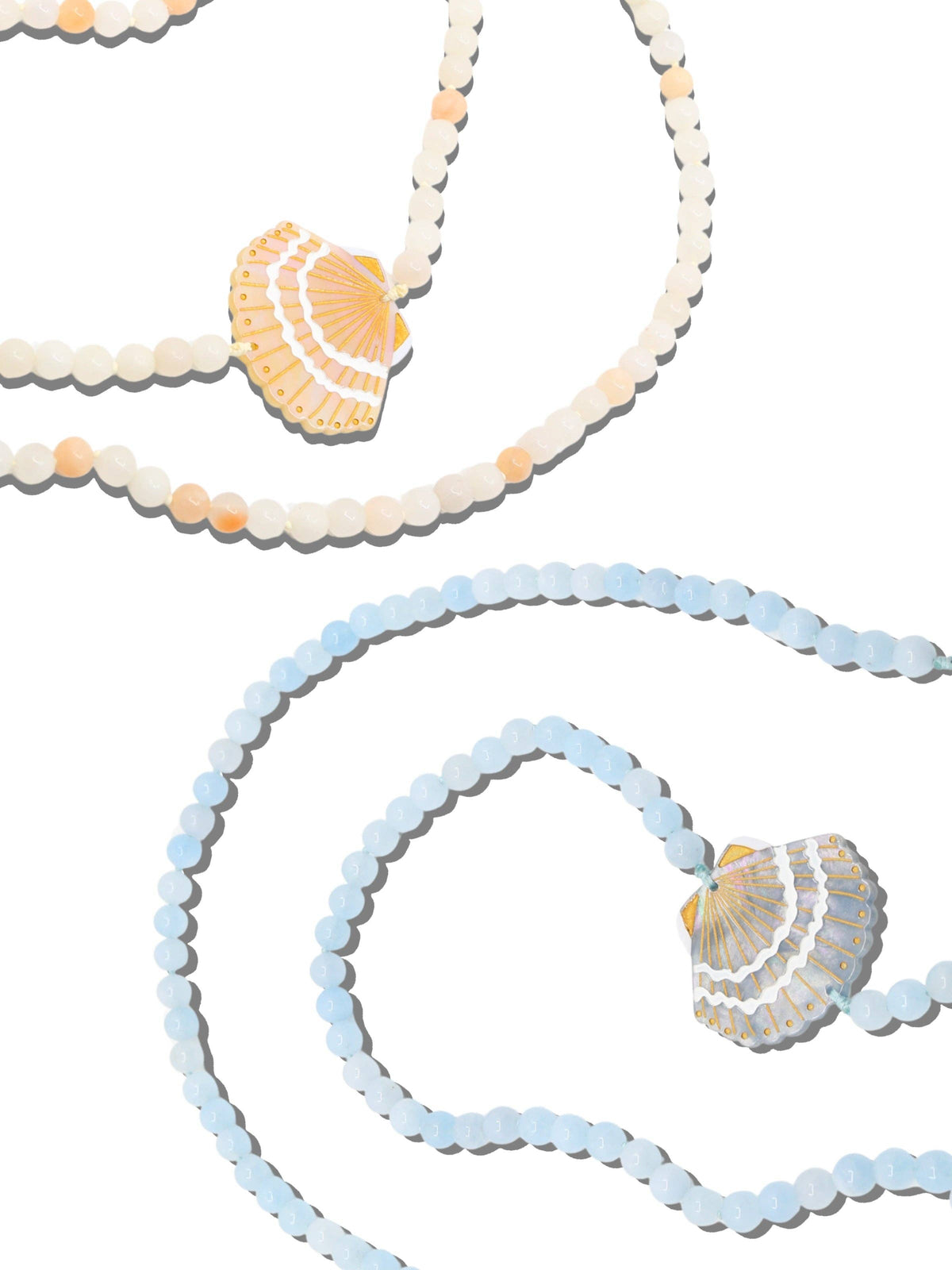Hand-painted Seashell Crossbody Phone Chain: Blue