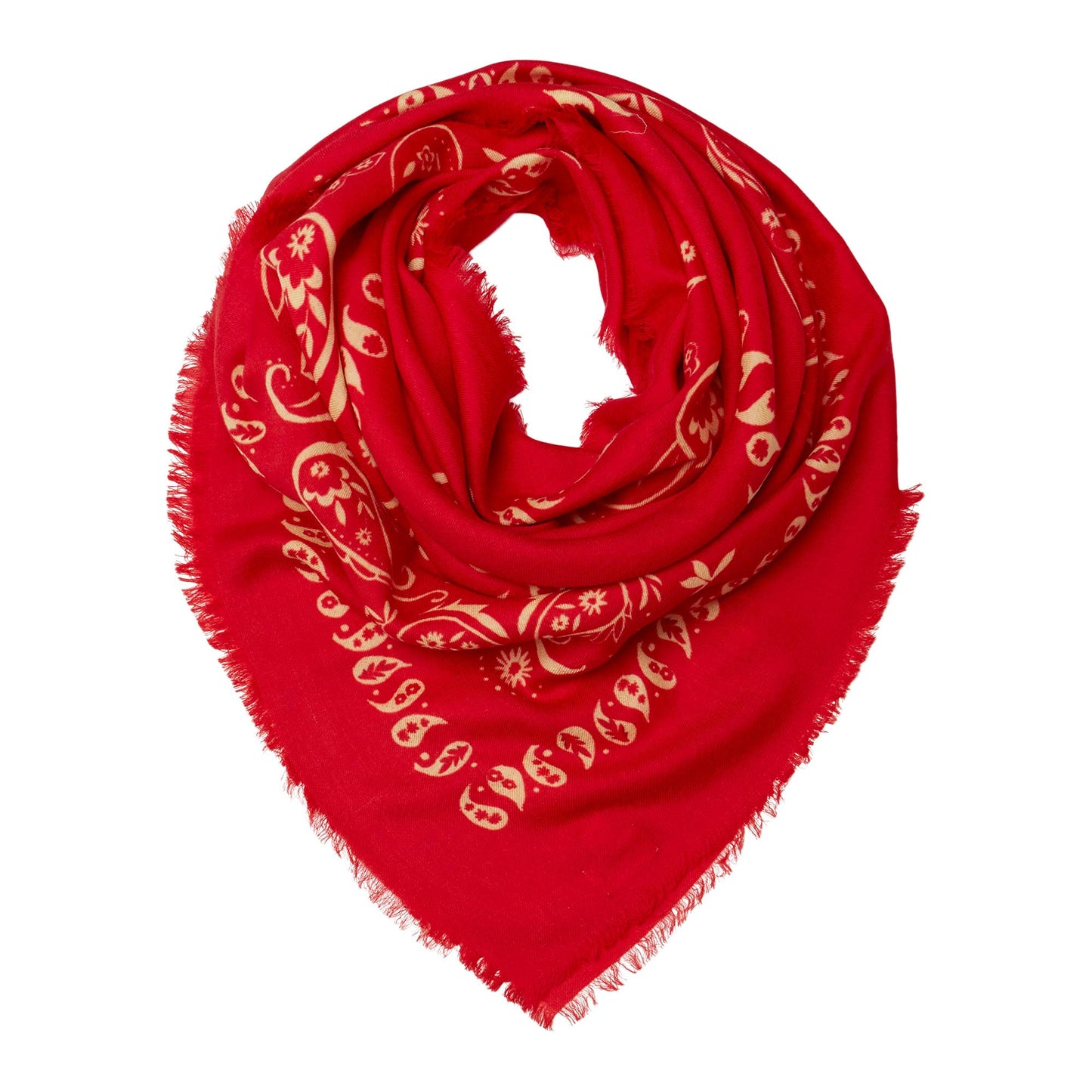 Printed XL Cashmere Bandana - Red