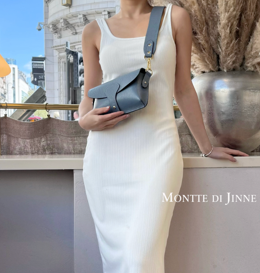 Italian Leather Saddle Bag -Medium: Denim Blue