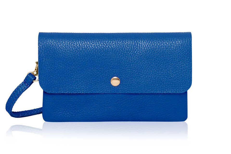 Italian Leather Small Messenger Crossbody Bag - Black