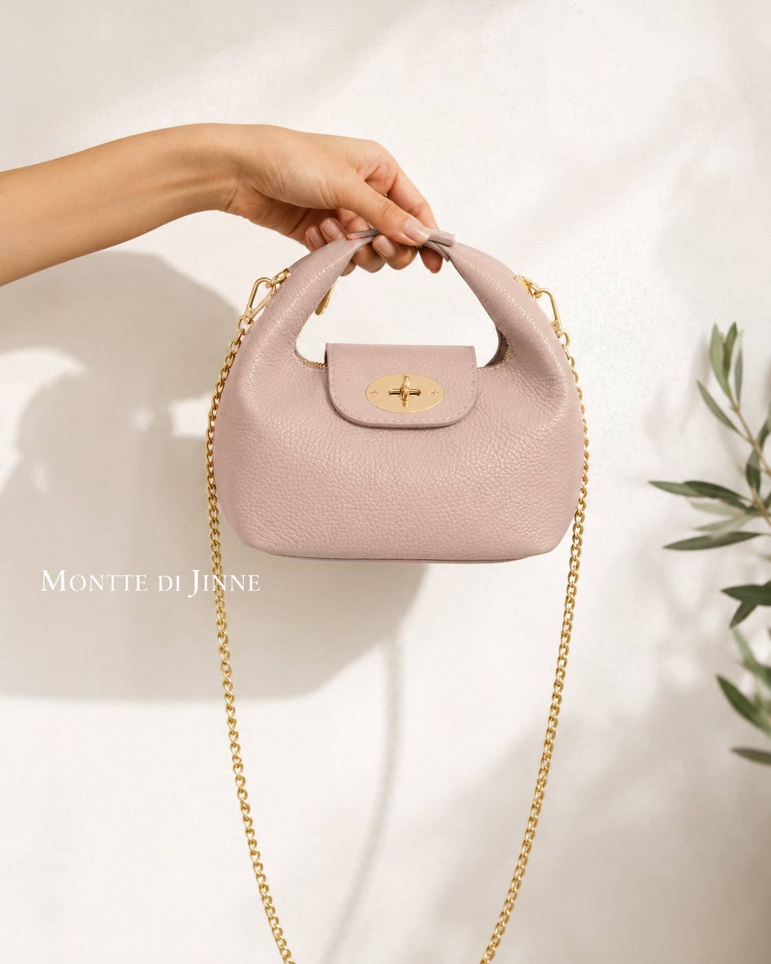 Italian Leather Convertible Mini Bag: Smoke Rose