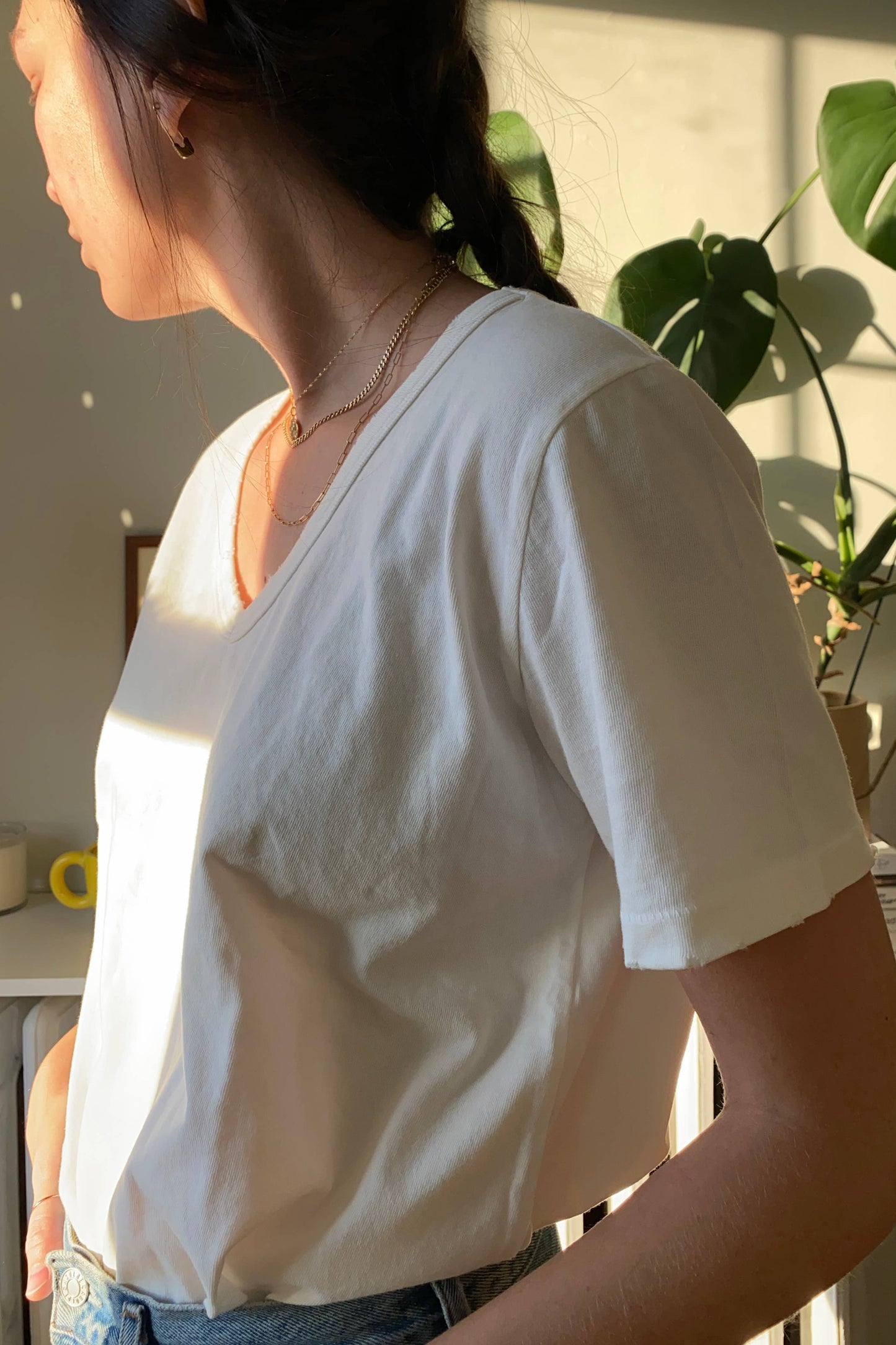 Organic Cotton La Vie Tee: Vintage White