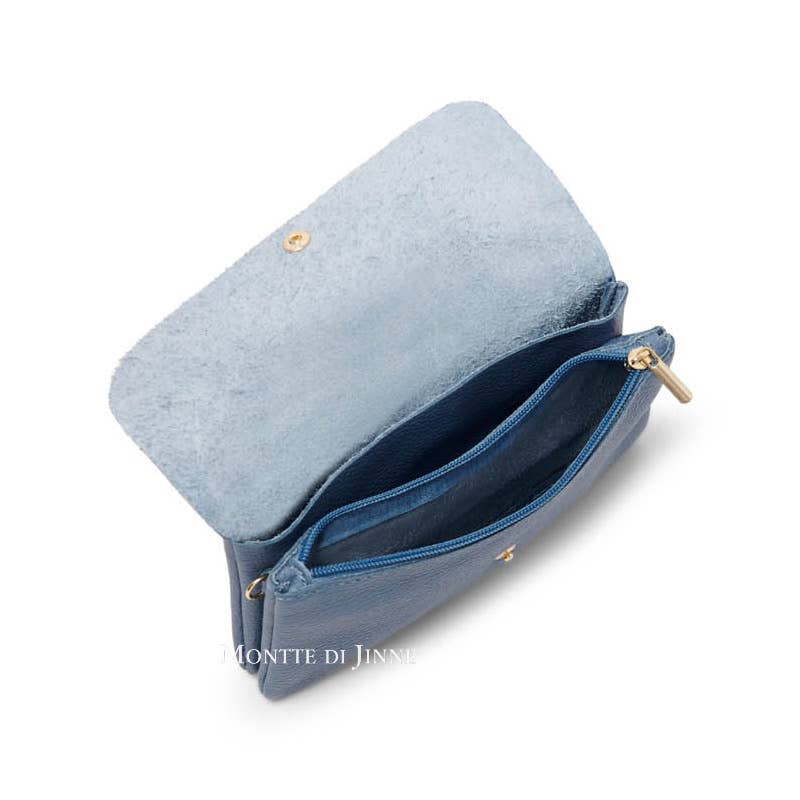 Italian Leather Small Messenger Crossbody Bag: Dark Tan