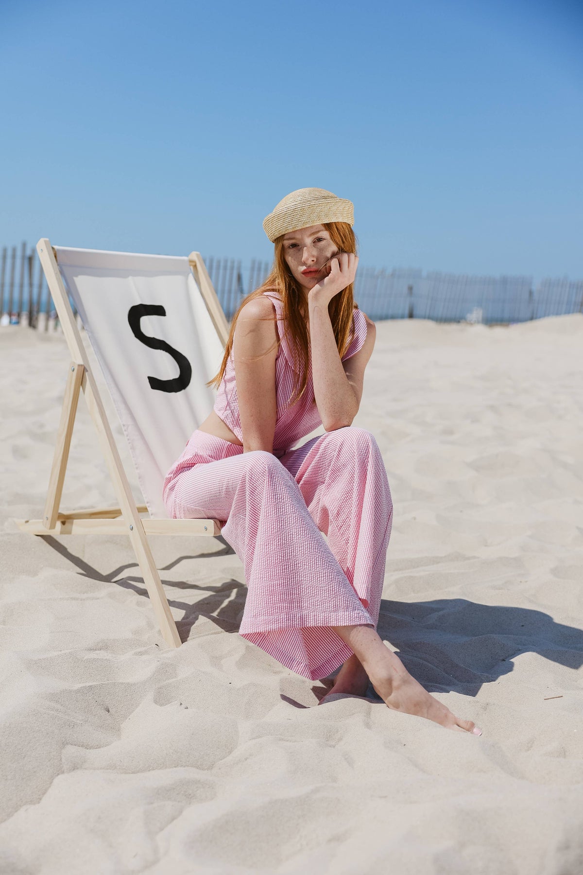 Portofino Pant Red White Seersucker