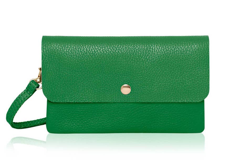 Italian Leather Small Messenger Crossbody Bag: Denim Blue