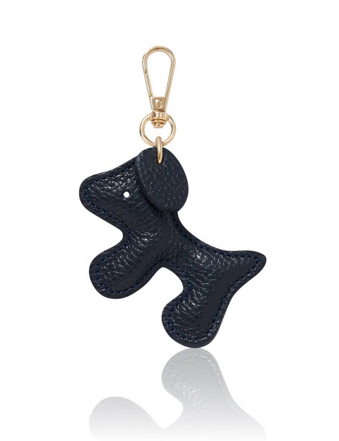 Italian Leather Dog Bag Charm -  Navy