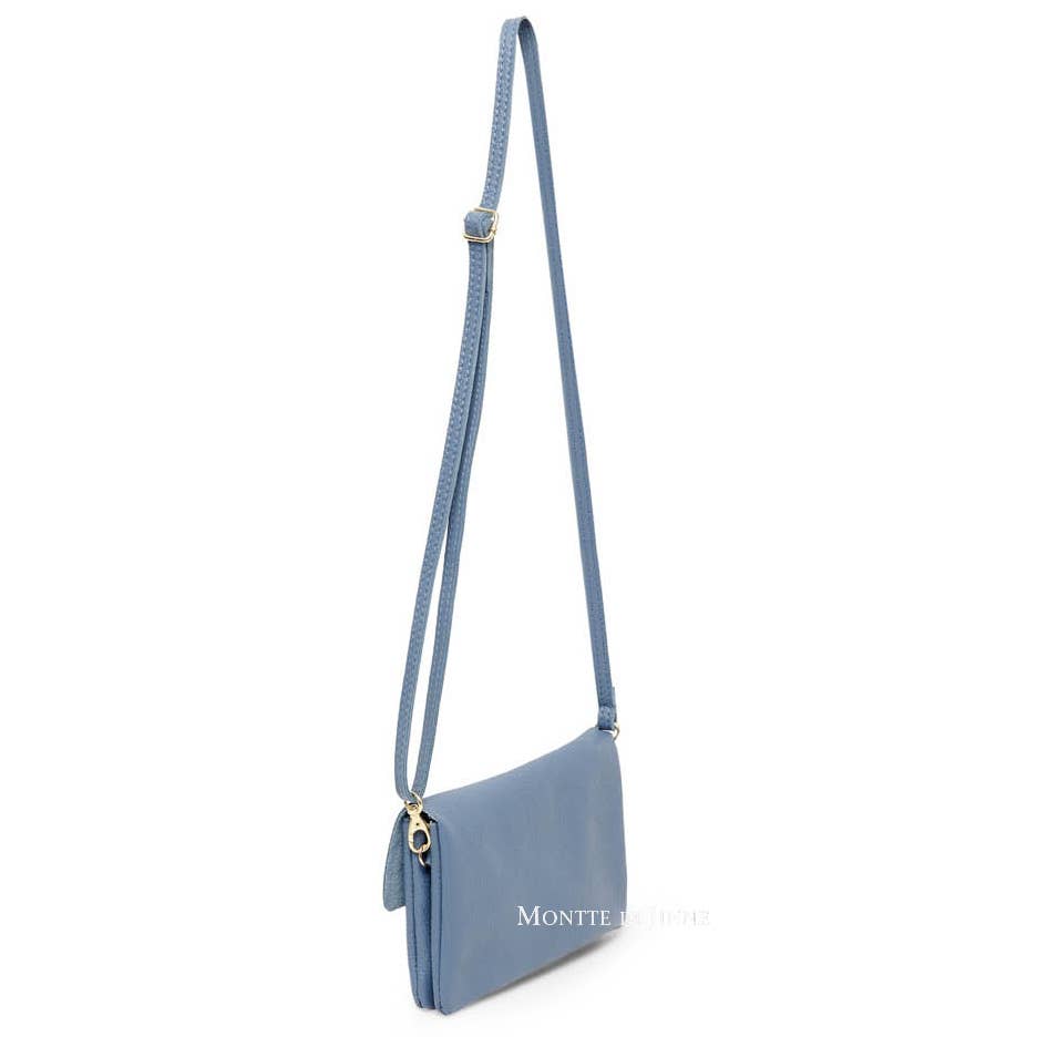 Italian Leather Small Messenger Crossbody Bag - Black