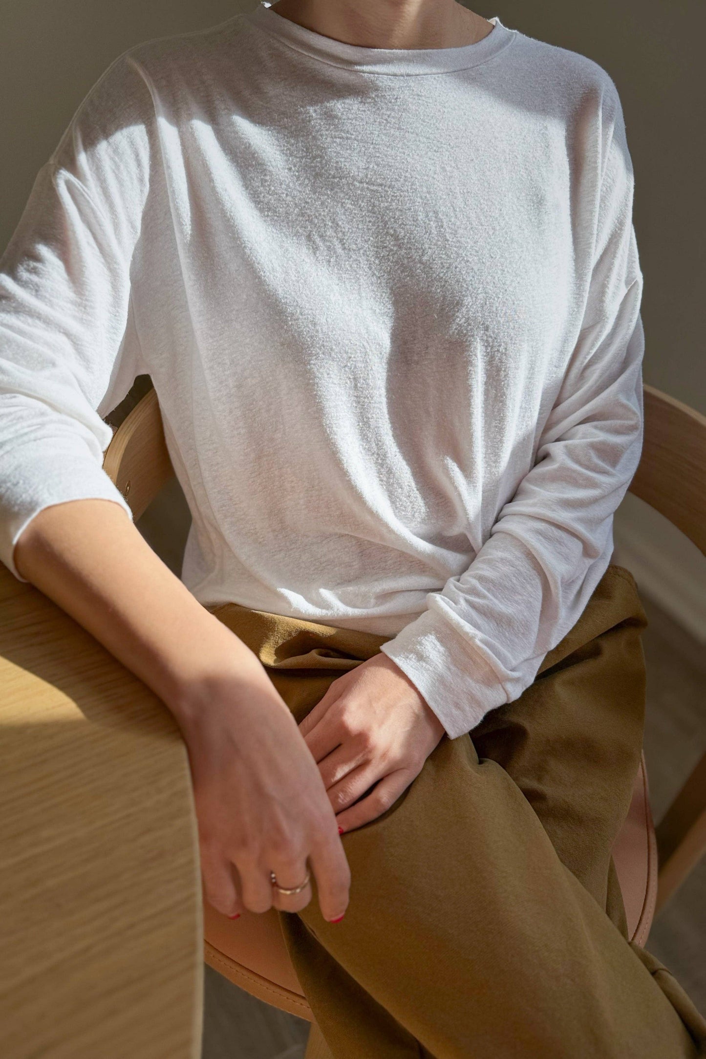 Haze Linen Blend Tee - White