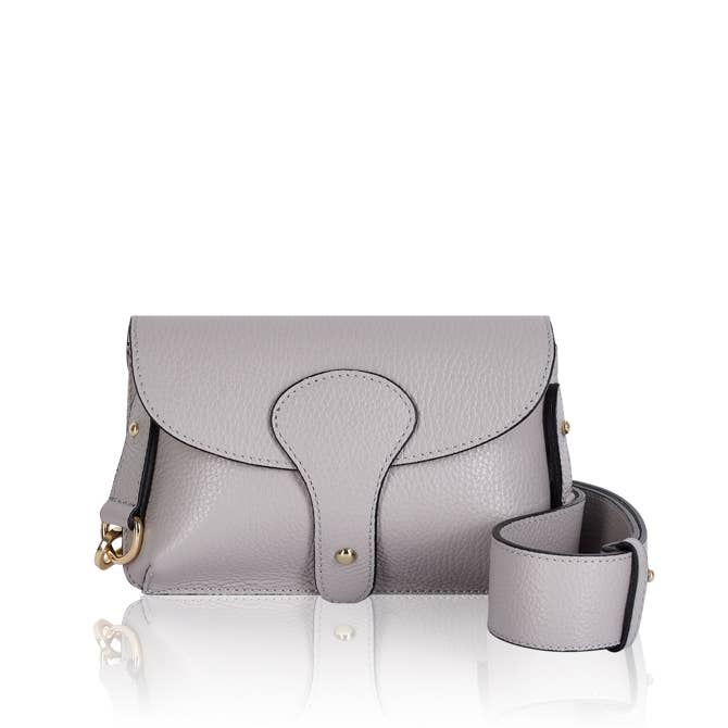 Italian Leather Saddle Bag -Small - Light Grey