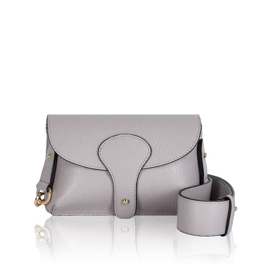 Italian Leather Saddle Bag -Small - Light Grey
