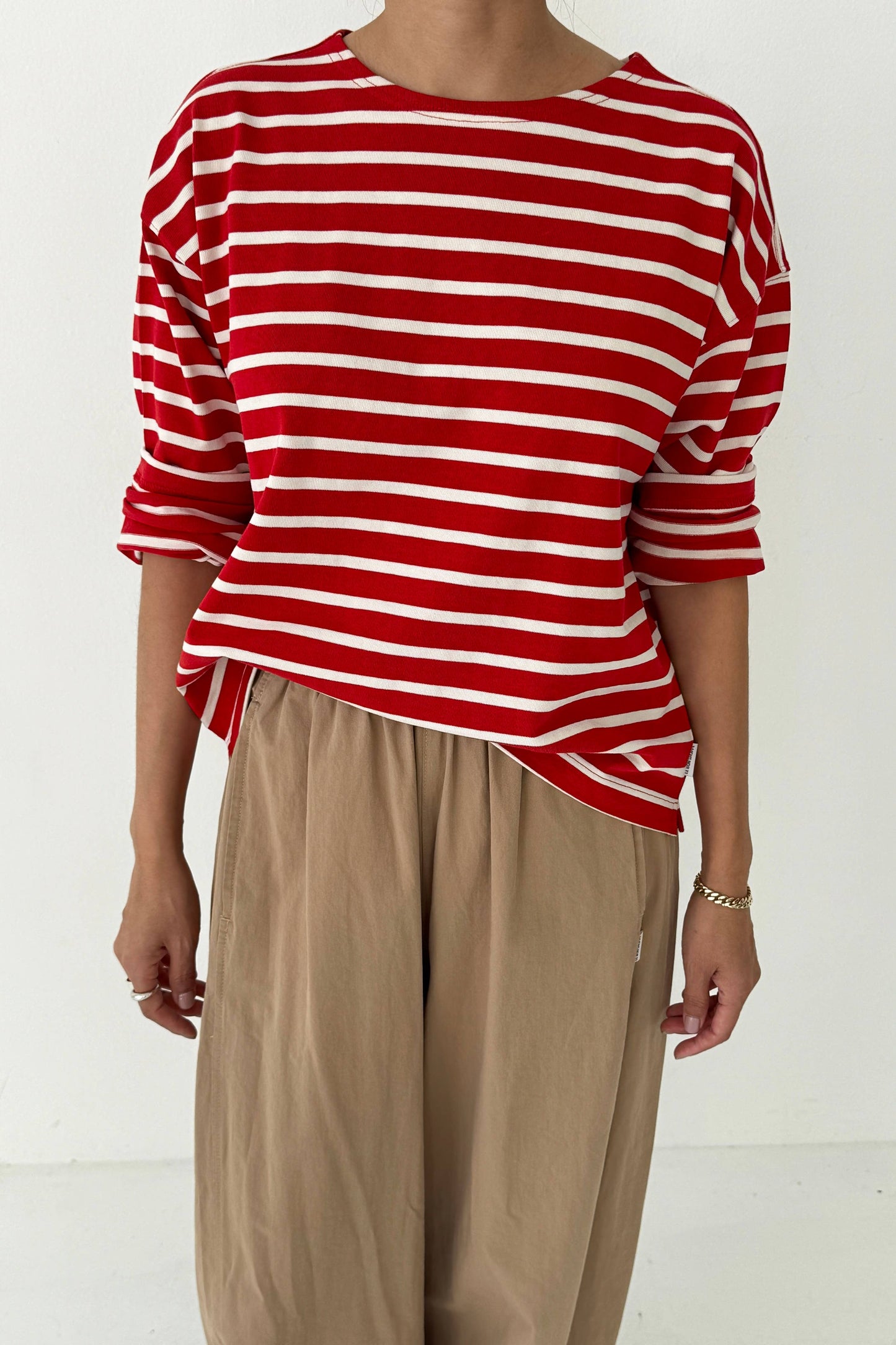 Sailor Top - White Stripe on Red