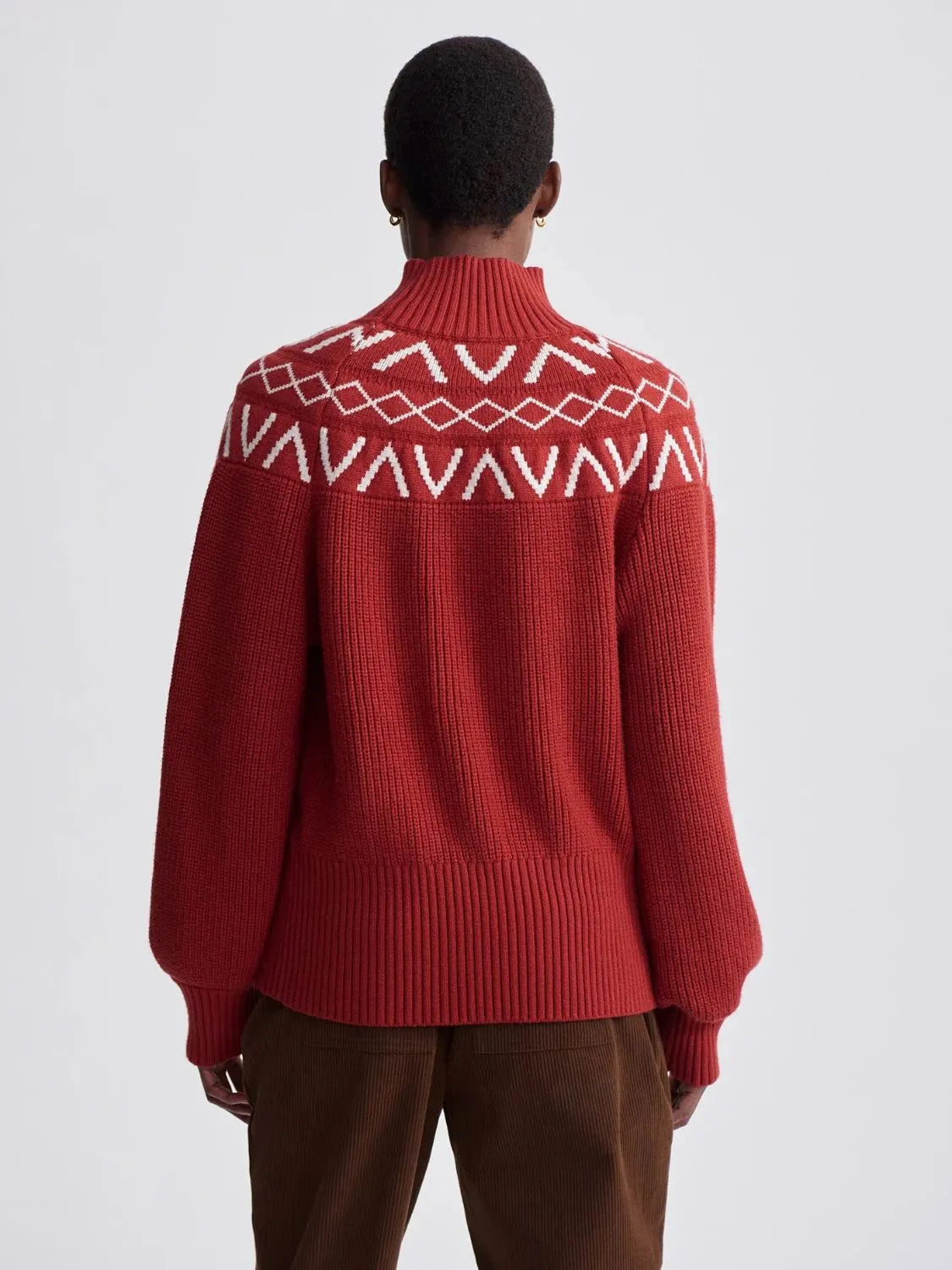 Marcie Fairisle Yoke Knit - Red Dahlia