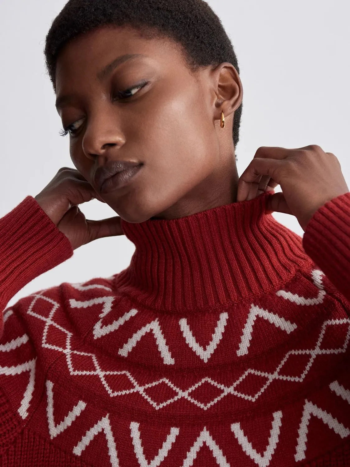 Marcie Fairisle Yoke Knit - Red Dahlia