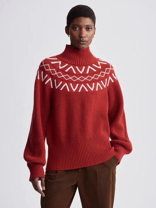 Marcie Fairisle Yoke Knit - Red Dahlia