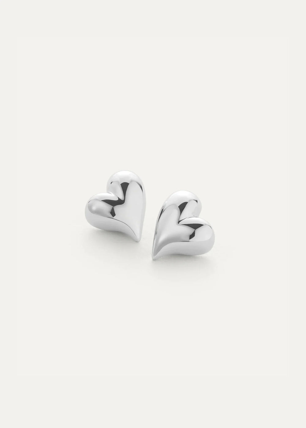 Art Heart Symmetrical Button Earrings - Silver