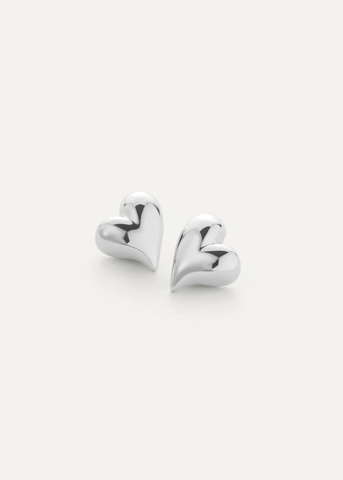 Art Heart Symmetrical Button Earrings - Silver