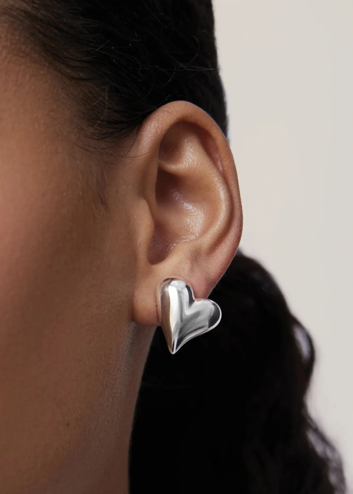 Art Heart Symmetrical Button Earrings - Silver
