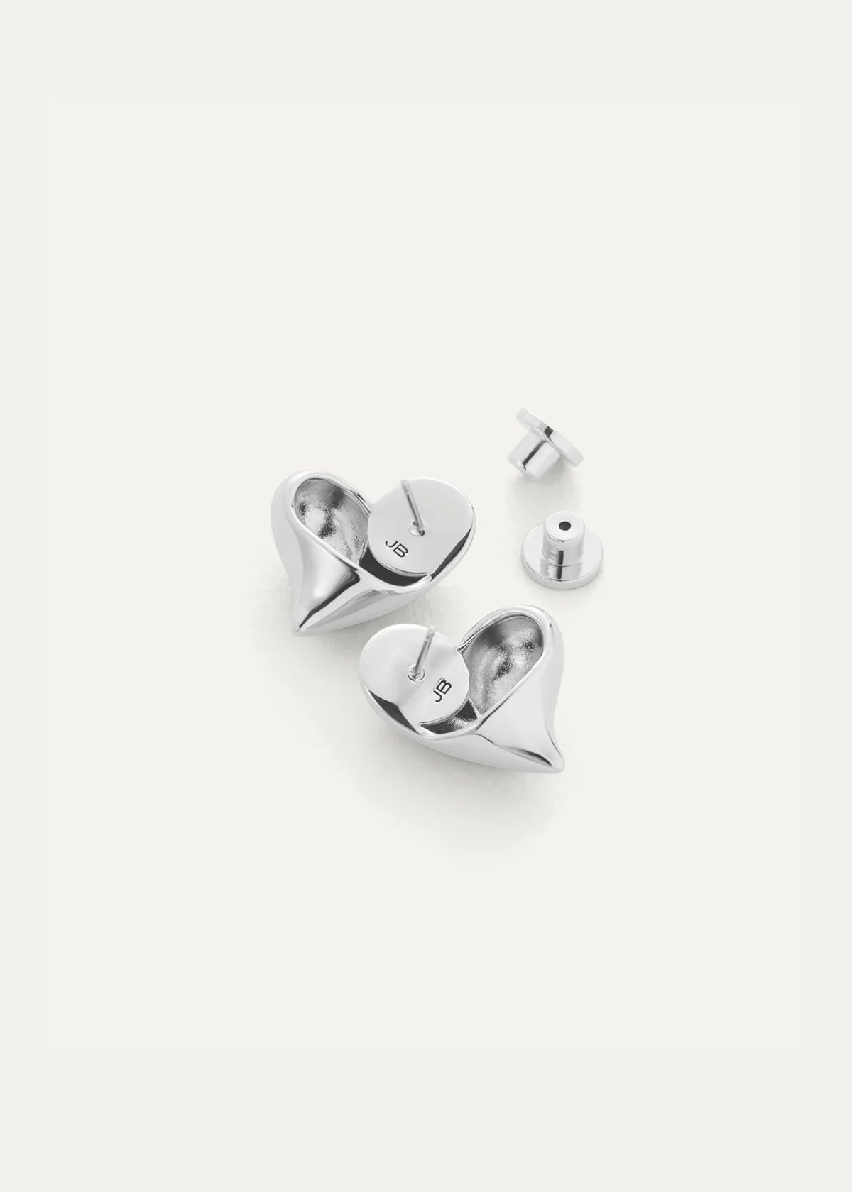 Art Heart Symmetrical Button Earrings - Silver