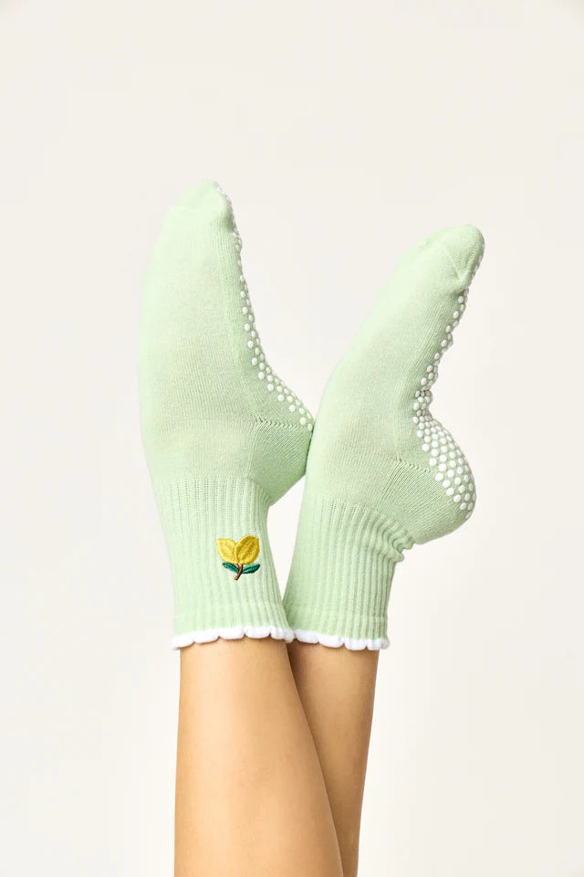 Lemon Crew Pilates Grip Sock - Mint Green