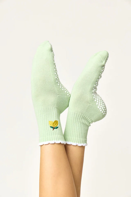 Lemon Crew Pilates Grip Sock - Mint Green