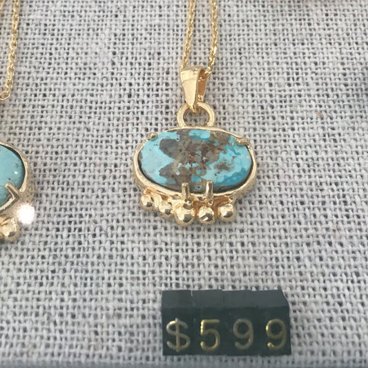 Vermeil Iranian Turquoise Pendant (Small)