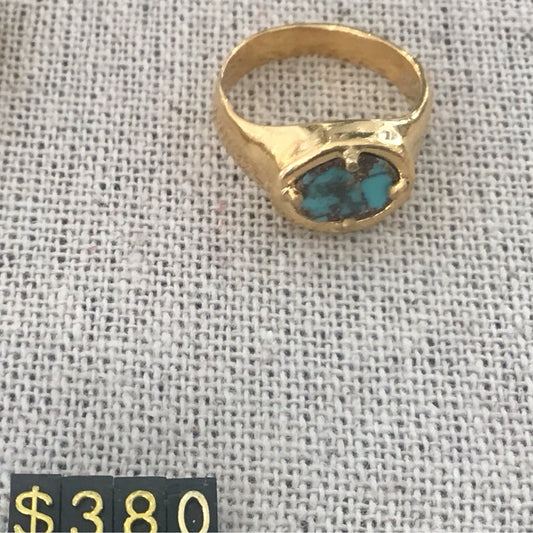 Vermeil Pinky Iranian Turquoise Ring