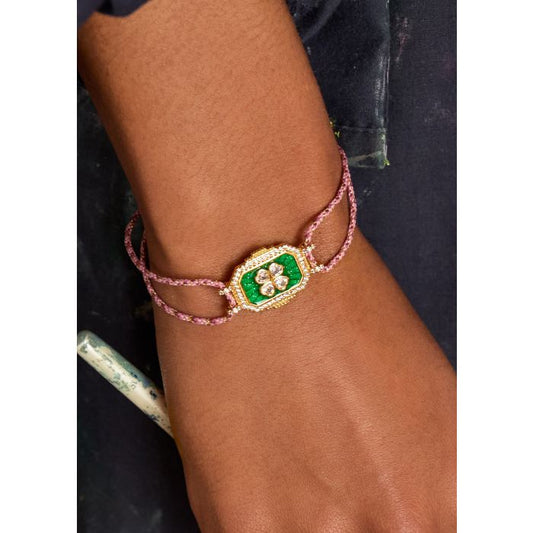 Green Trefle Boheme Bracelet - Gold Plated