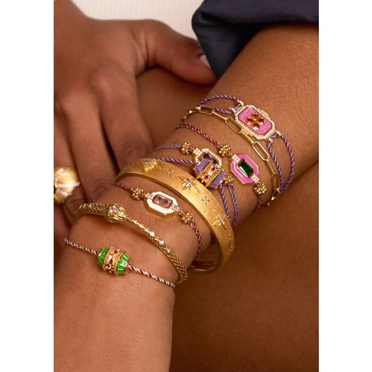Fuchsia Trefle Boheme Bracelet - Gold Plated