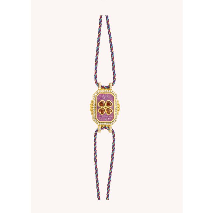 Fuchsia Trefle Boheme Bracelet - Gold Plated