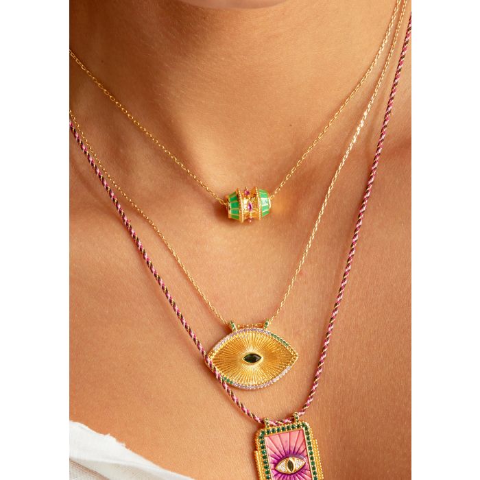 Green Talisman Necklace - Gold Plated