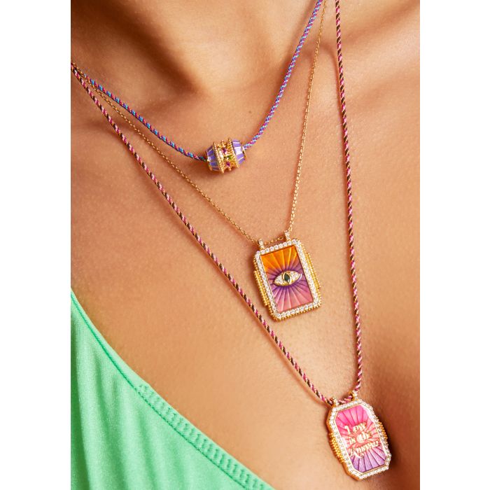 Pink Rainbow Eye Boheme Necklace - Gold Plated
