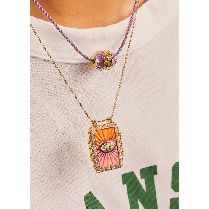 Pink Rainbow Eye Boheme Necklace - Gold Plated
