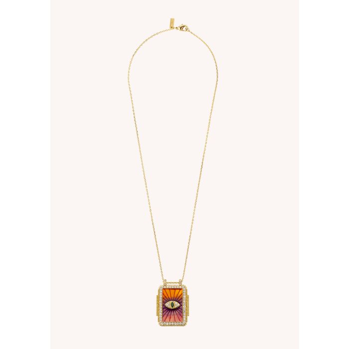 Pink Rainbow Eye Boheme Necklace - Gold Plated