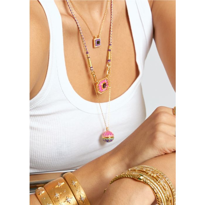 Light Fuchsia Yucatan Necklace - Gold Plated