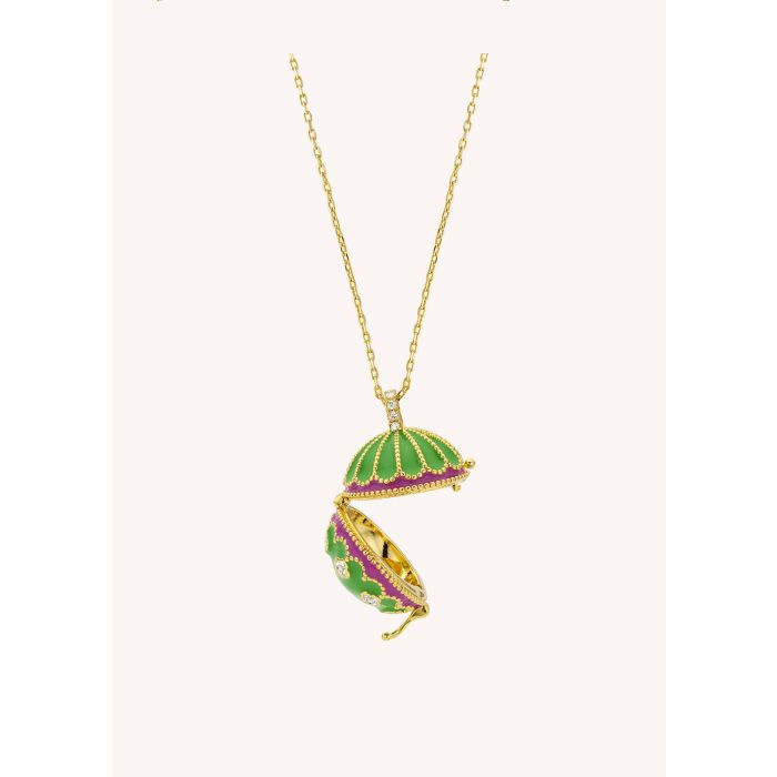 Green Fuchsia Protection Necklace - Gold Plated