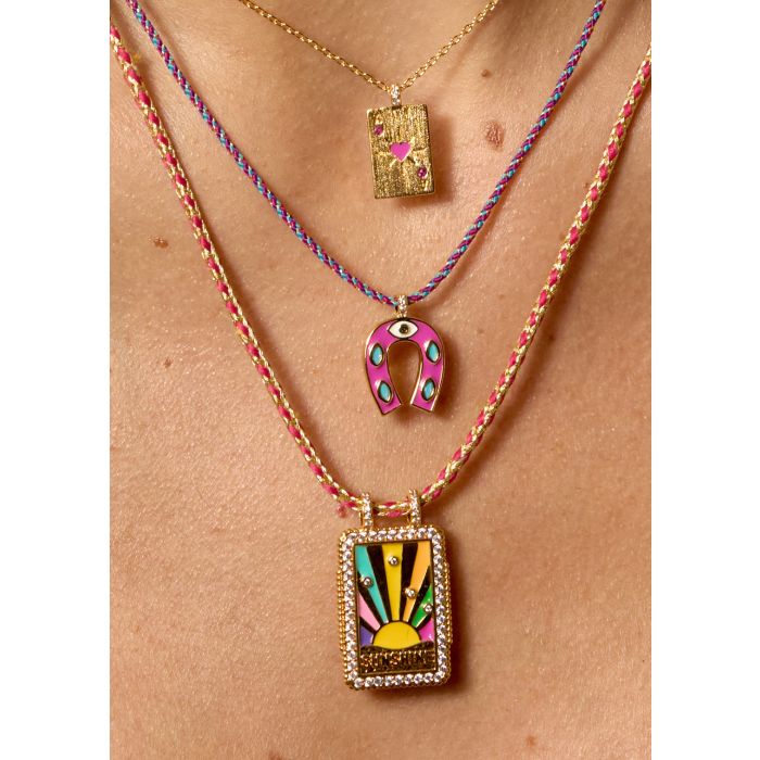 Fuchsia Mini Horsehoe Necklace - Gold Plated