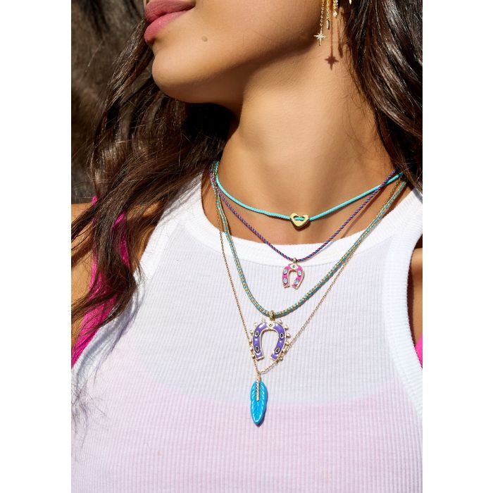 Fuchsia Mini Horsehoe Necklace - Gold Plated