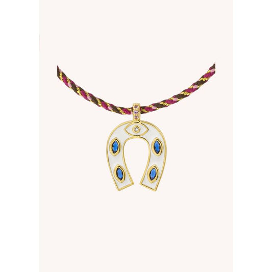 White Mini Horsehoe Necklace - Gold Plated