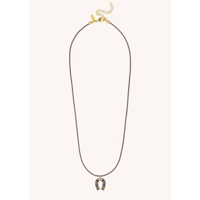 Purple Mini Horsehoe Necklace - Gold Plated