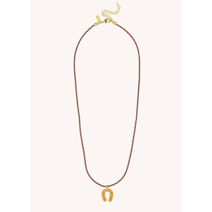Orange Mini Horsehoe Necklace - Gold Plated